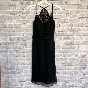 NWT!! David’s Bridal Elegant Black Dress with Lace Detail, Size 0